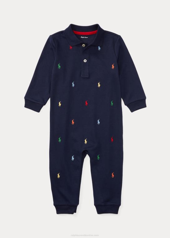 raffineret flåde baby Ralph Lauren polooverall i blød bomuld Z426B7707