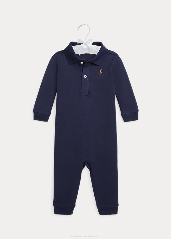 raffineret flåde baby Ralph Lauren polooverall i blød bomuld Z426B7741