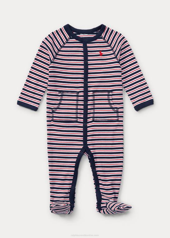raffineret marine multi baby Ralph Lauren stribet overtræksdragt i bomuld Z426B7723