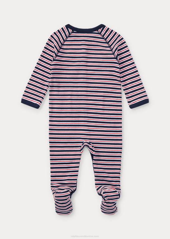 raffineret marine multi baby Ralph Lauren stribet overtræksdragt i bomuld Z426B7723