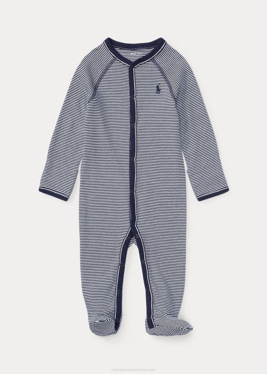 raffineret marine multi baby Ralph Lauren stribet overtræksdragt i bomuld Z426B7730