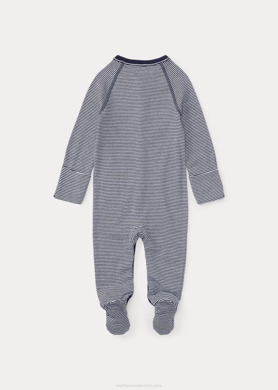 raffineret marine multi baby Ralph Lauren stribet overtræksdragt i bomuld Z426B7730