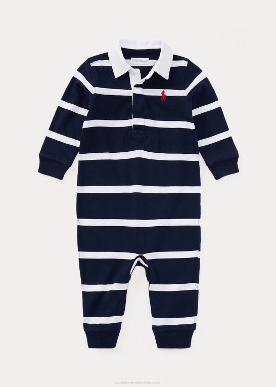 raffineret marine multi baby Ralph Lauren stribet rugby-overall i bomuld Z426B7706