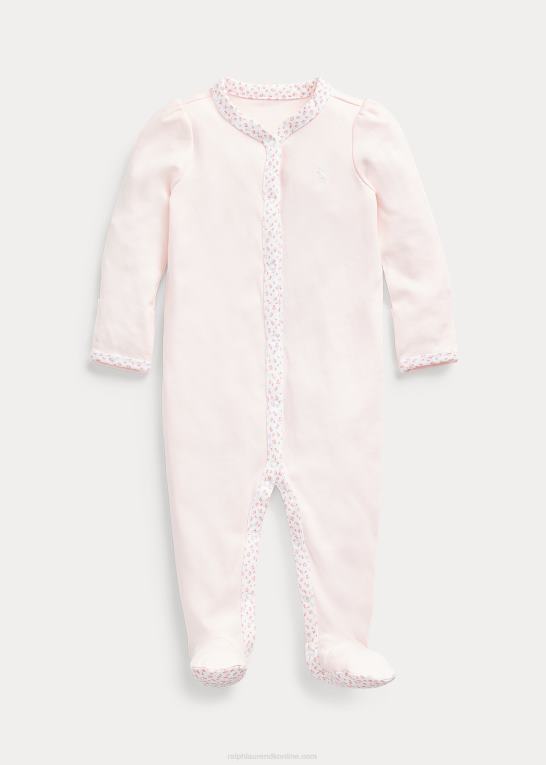 sart lyserød baby Ralph Lauren blomstret overtræksdragt med fod Z426B7715