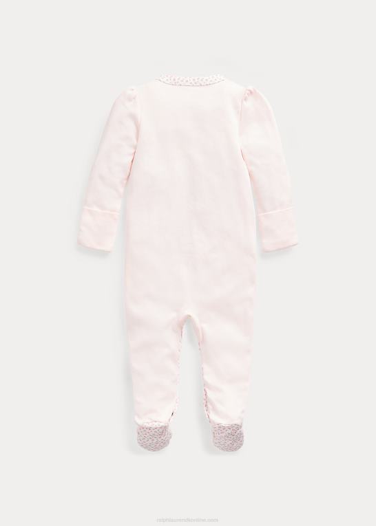 sart lyserød baby Ralph Lauren blomstret overtræksdragt med fod Z426B7715