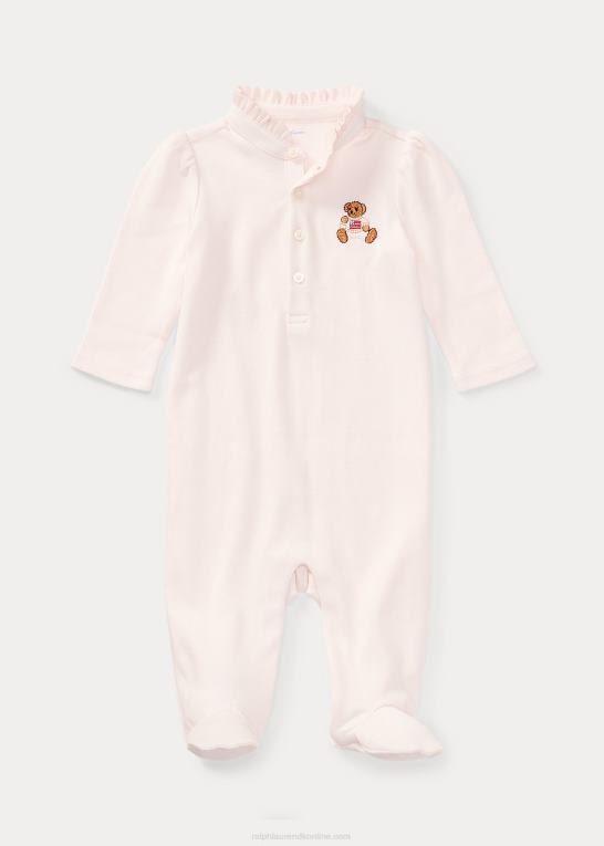 sart lyserød baby Ralph Lauren broderet polobjørnedragt med fod Z426B7724