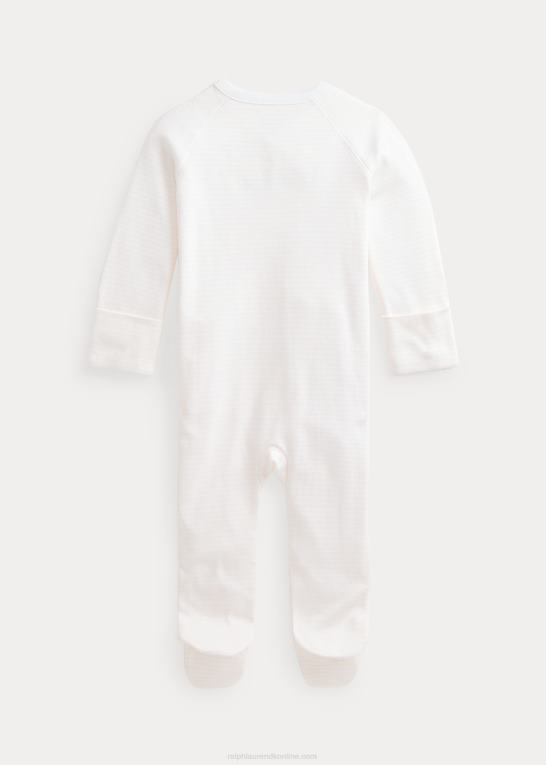 sart pink/hvid baby Ralph Lauren stribet heldragt med fod i økologisk bomuld Z426B7727