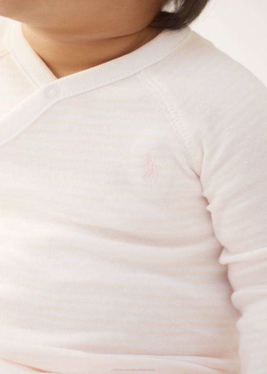 sart pink/hvid baby Ralph Lauren stribet heldragt med fod i økologisk bomuld Z426B7727