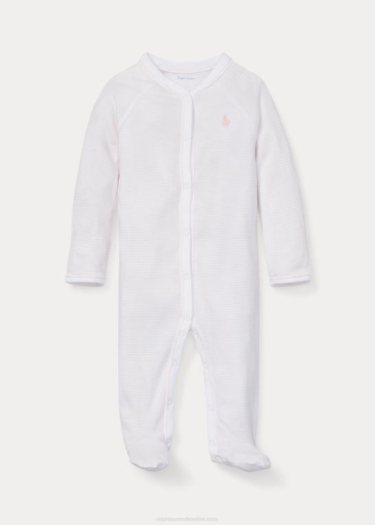 sart pink/hvid baby Ralph Lauren stribet overtræksdragt i bomuld Z426B7728