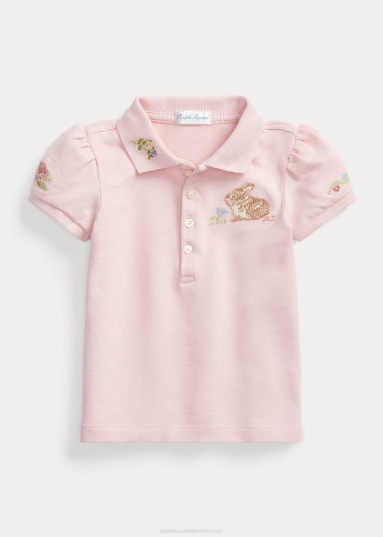 antydning af pink baby Ralph Lauren bunny stretch mesh poloshirt Z426B7895