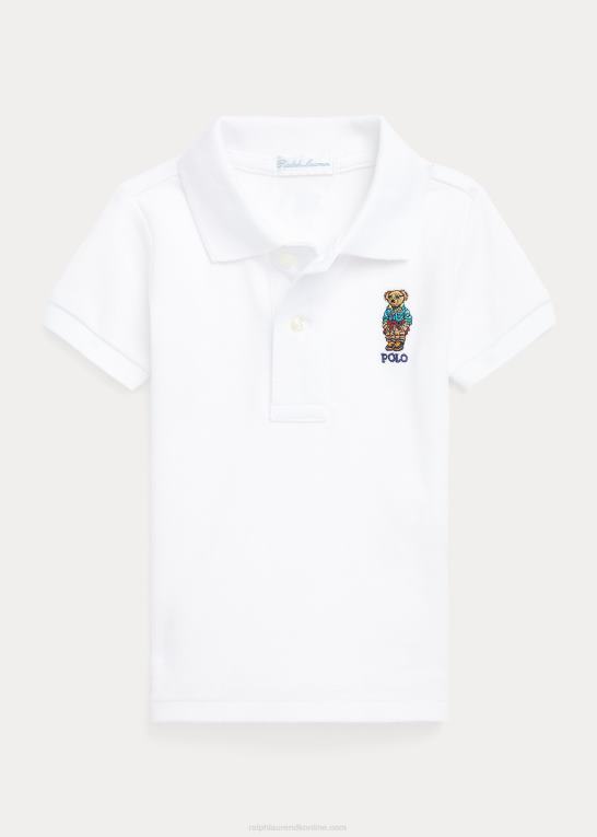 hvid baby Ralph Lauren polo bear bomuld mesh poloshirt Z426B8280