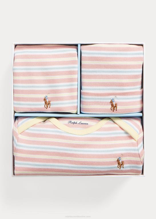 adirondack rose multi baby Ralph Lauren stribet bomuld 4-delt gavesæt Z426B7830