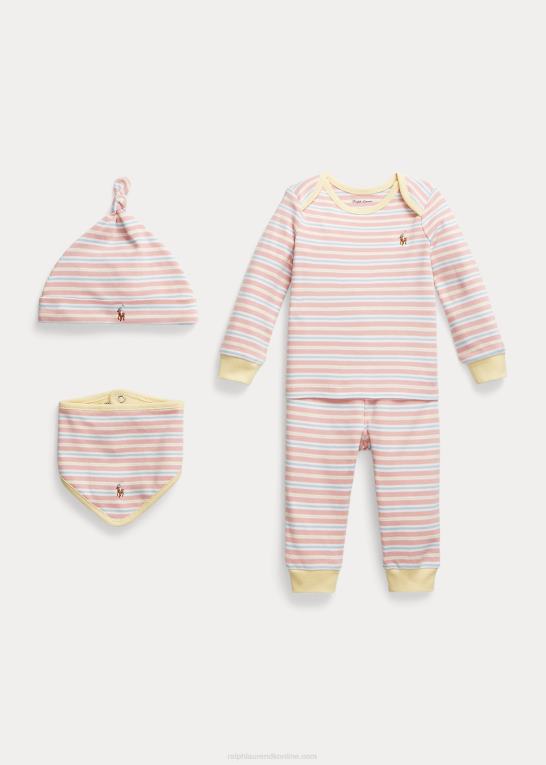 adirondack rose multi baby Ralph Lauren stribet bomuld 4-delt gavesæt Z426B7830