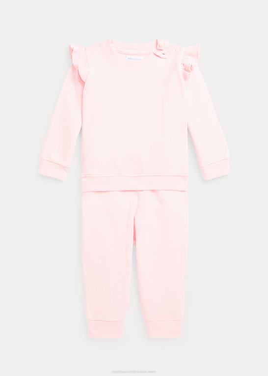 akacie lyserød baby Ralph Lauren flæsende fransk frotté top & buksesæt Z426B8202