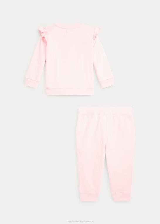 akacie lyserød baby Ralph Lauren flæsende fransk frotté top & buksesæt Z426B8202