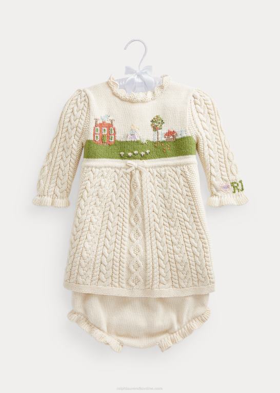 baby Ralph Lauren intarsia-strikket sweater kjole & bloomer Z426B8238