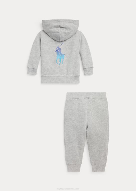 baby Ralph Lauren polo pony fleece hættetrøje og bukser sæt Z426B8198