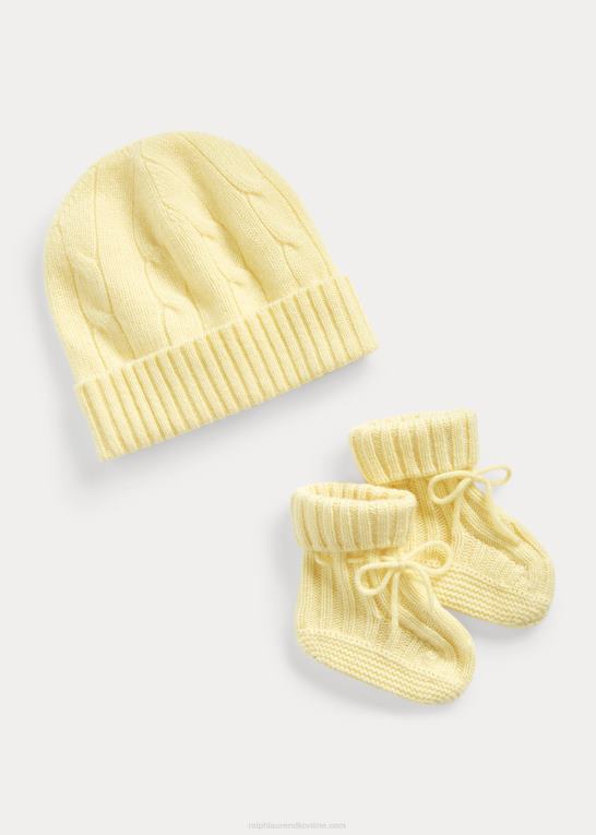 beekman gul baby Ralph Lauren kashmir beanie & bootie sæt Z426B8041