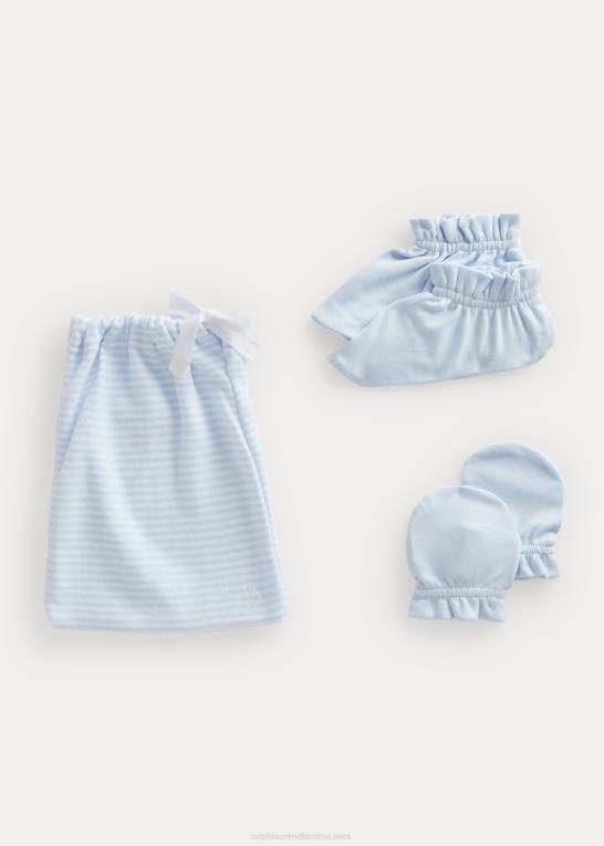 beryl blå baby Ralph Lauren 3-delt gavesæt i økologisk bomuld Z426B8220