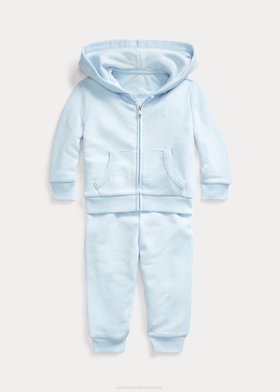 beryl blå baby Ralph Lauren fransk frotté hættetrøje og bukser sæt Z426B7778