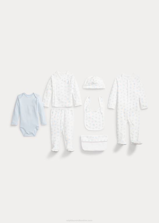 berylblå multi baby Ralph Lauren 7-delt gavesæt i bomuld Z426B7814