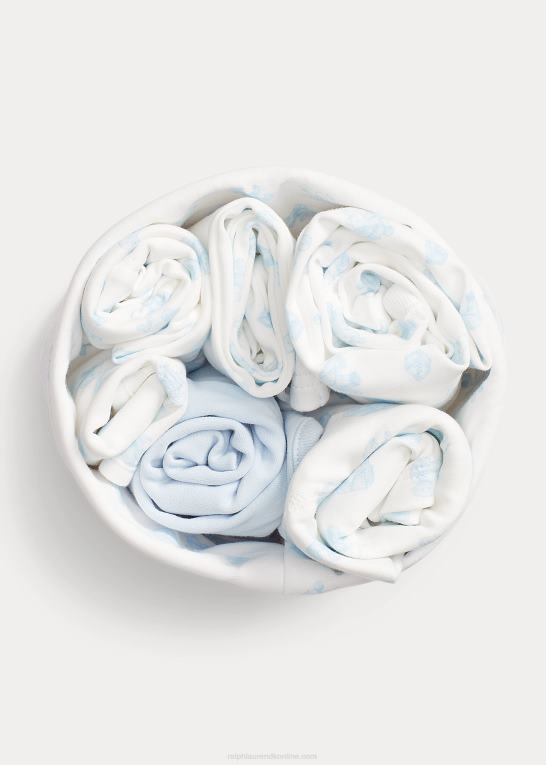 berylblå multi baby Ralph Lauren 7-delt gavesæt i bomuld Z426B7814