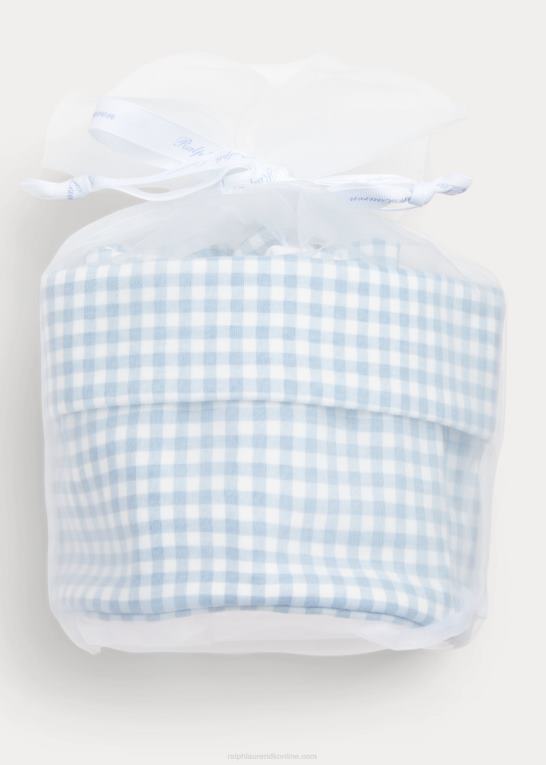 blå gingham baby Ralph Lauren bomuld interlock 4-delt gavesæt Z426B7832