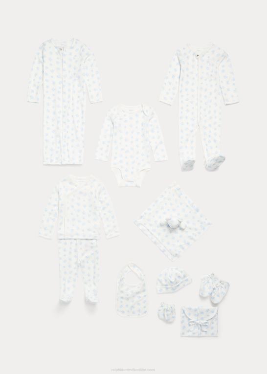 blå multi baby Ralph Lauren 5-delt gavesæt i økologisk bomuld Z426B8218
