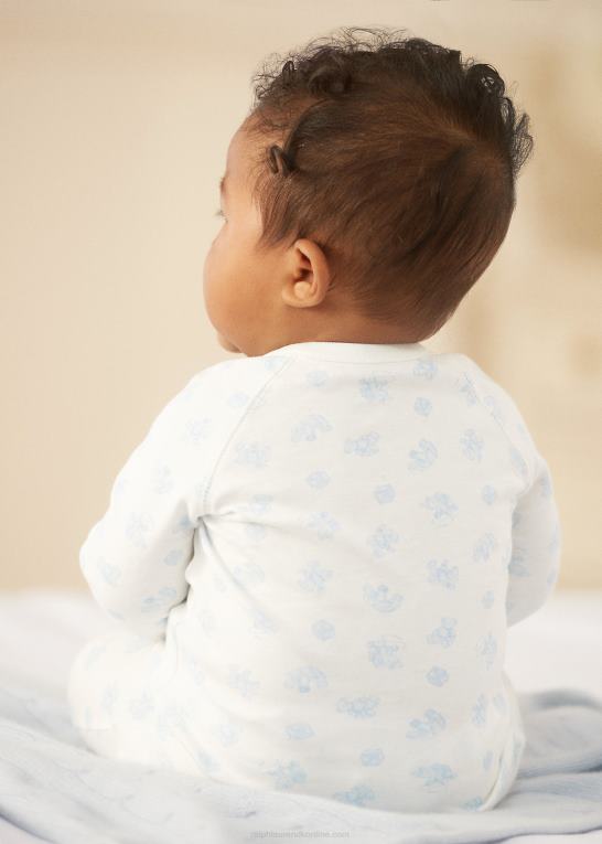 blå multi baby Ralph Lauren bomuldstop og buksesæt med bjørnetryk Z426B7796