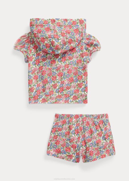 camden blomstret baby Ralph Lauren spa terry hættetrøje med fuld lynlås og kort sæt Z426B7768