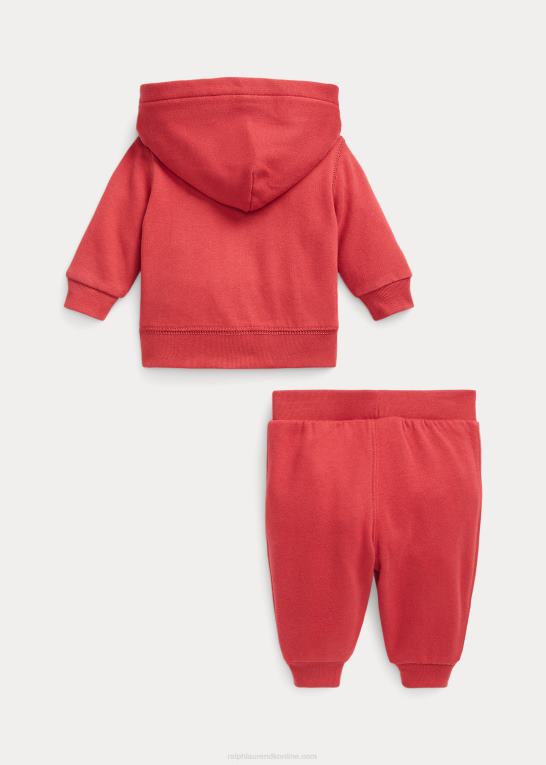 chili peber baby Ralph Lauren fleece sæt med hættetrøje og bukser med fuld lynlås Z426B8197