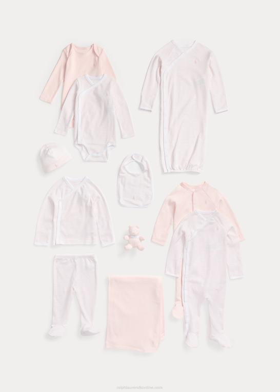 delikat pink multi baby Ralph Lauren Gavesæt i 11 dele økologisk bomuld Z426B7816