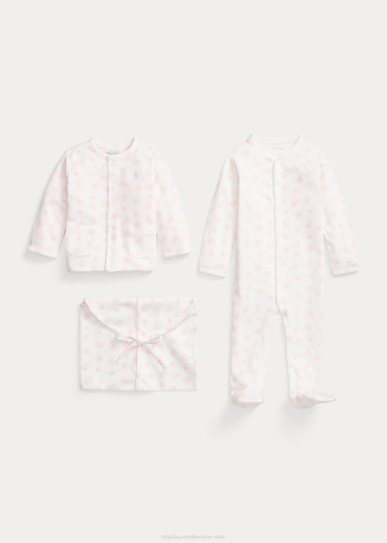 delikat pink multi baby Ralph Lauren økologisk bomuld 3-delt sæt Z426B7825