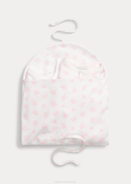 delikat pink multi baby Ralph Lauren økologisk bomuld 3-delt sæt Z426B7825