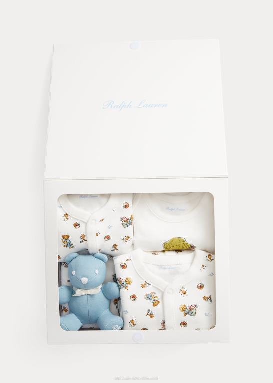 dreng havebjørn baby Ralph Lauren gavesæt i 5 dele polobjørn i bomuld Z426B7829