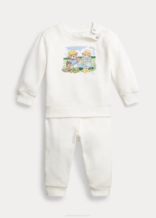 dreng havebjørn baby Ralph Lauren polo bear fleece sweatshirt & buksesæt Z426B7786