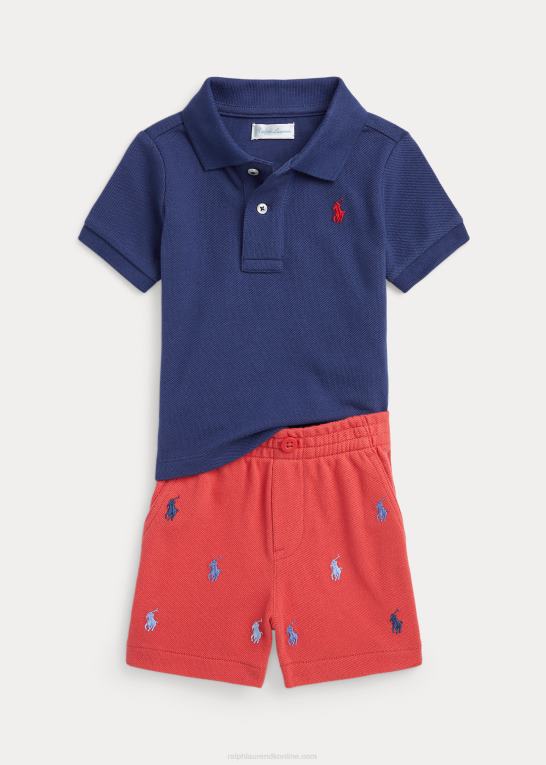 ferskvand baby Ralph Lauren mesh poloshirt og kort sæt Z426B7760