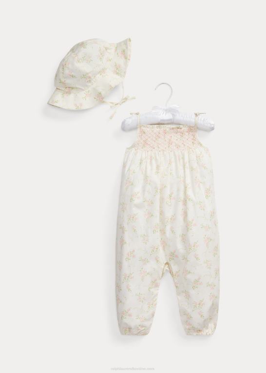 glem mig ikke blomstret baby Ralph Lauren blomstret smocket jumpsuit & hat sæt Z426B7810