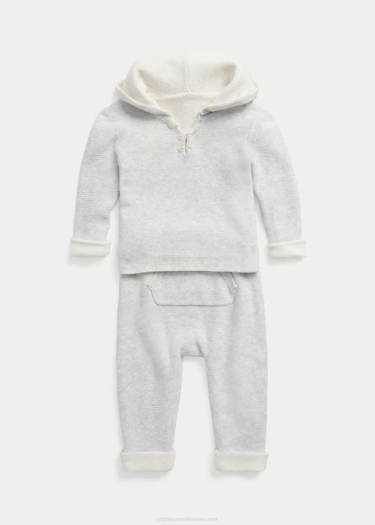 grå/creme baby Ralph Lauren vendbart sweatersæt i bomuld Z426B7782