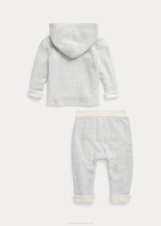 grå/creme baby Ralph Lauren vendbart sweatersæt i bomuld Z426B7782