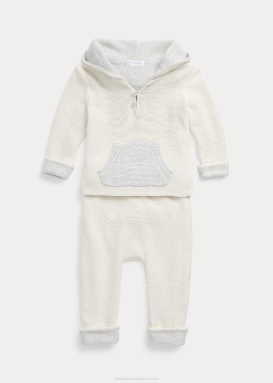 grå/creme baby Ralph Lauren vendbart sweatersæt i bomuld Z426B7782