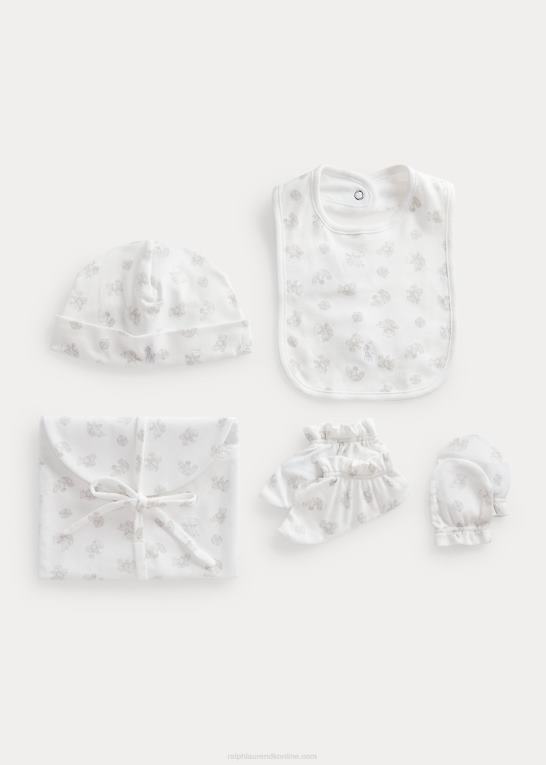 grå multi baby Ralph Lauren 5-delt gavesæt i økologisk bomuld Z426B8219