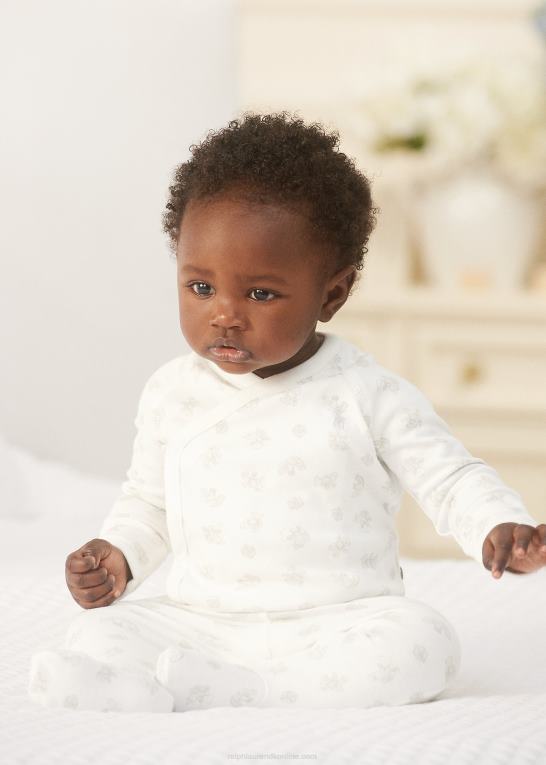grå multi baby Ralph Lauren bomuldstop og buksesæt med bjørnetryk Z426B7797