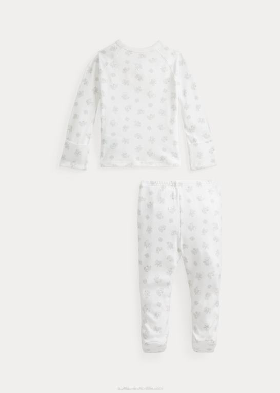 grå multi baby Ralph Lauren bomuldstop og buksesæt med bjørnetryk Z426B7797