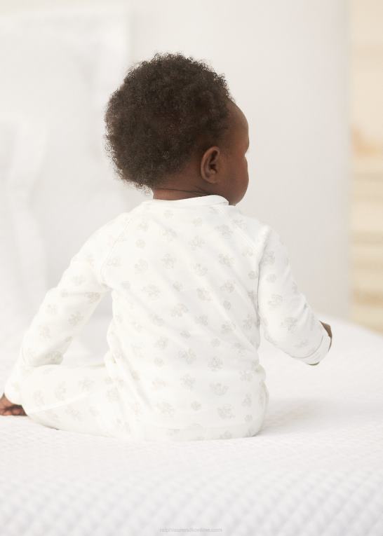grå multi baby Ralph Lauren bomuldstop og buksesæt med bjørnetryk Z426B7797