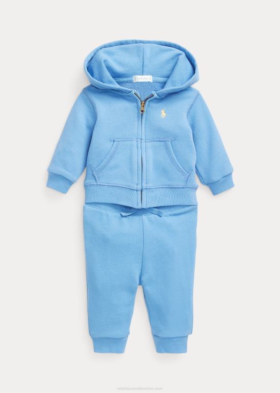 havneø blå baby Ralph Lauren frotté hættetrøje og joggerbuksesæt med fuld lynlås Z426B8195