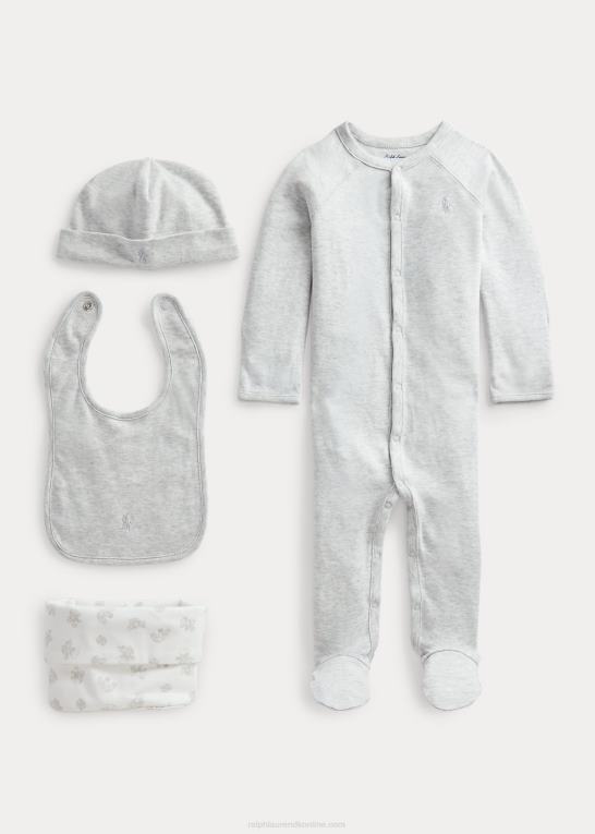 kvartslyng baby Ralph Lauren 4-delt gavesæt i økologisk bomuld Z426B7831
