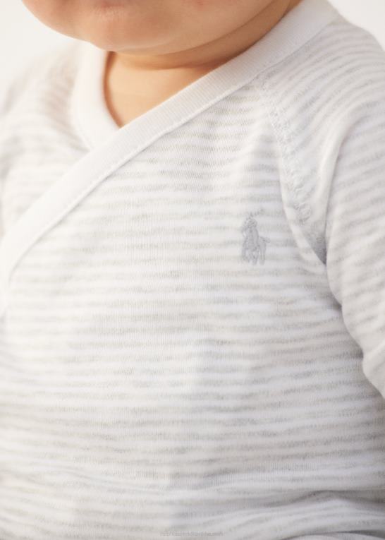 kvartslyng/hvid baby Ralph Lauren stribet bomuldstop & buksesæt Z426B7795