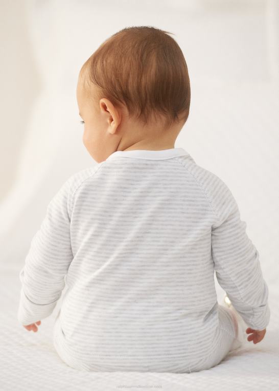kvartslyng/hvid baby Ralph Lauren stribet bomuldstop & buksesæt Z426B7795
