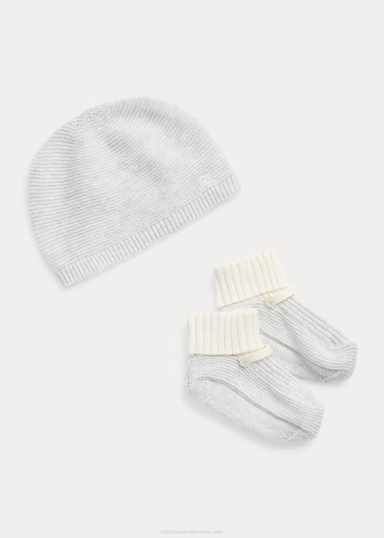 kvartslyng/klubhus baby Ralph Lauren hat og støvletter i økologisk bomuld Z426B8042